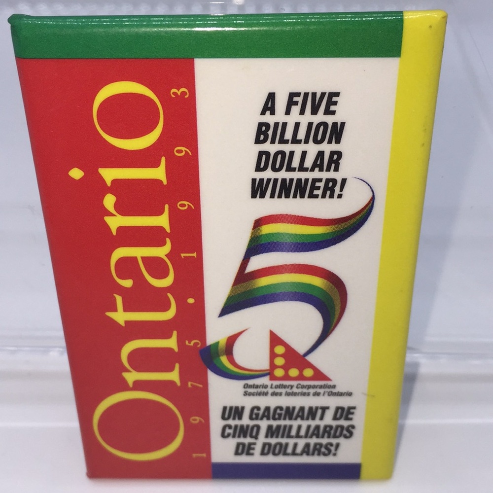 OLG Ontario 1975-1993 A Five Billion Dollar Winner! Pin Button Advertising Promo